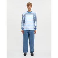 Mads Nørgaard, Cotton Jersey Stripe Frode Tee LS, Bright Cobalt/White-Mads Nørgaard - Herre-Minlillebutik.dk