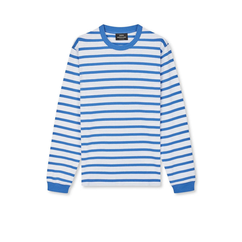 Mads Nørgaard, Cotton Jersey Stripe Frode Tee LS, Bright Cobalt/White-Mads Nørgaard - Herre-Minlillebutik.dk