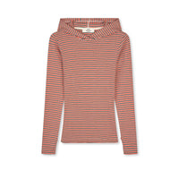 Mads Nørgaard, 2x2 Cotton Stripe Tutti Hood, Fiery Red/Vanilla Ice-Mads Nørgaard - Dame-Minlillebutik.dk