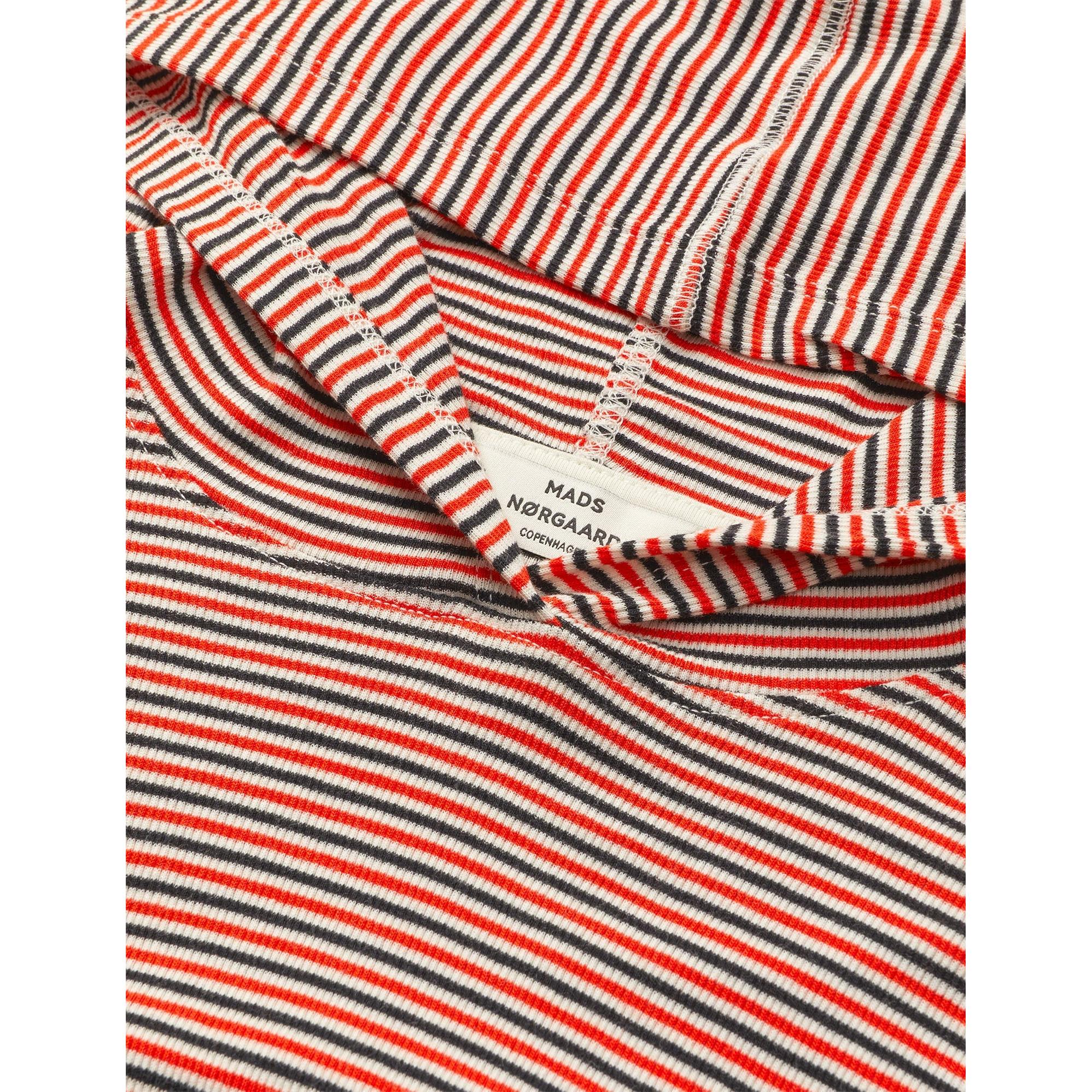 Mads Nørgaard, 2x2 Cotton Stripe Tutti Hood, Fiery Red/Vanilla Ice-Mads Nørgaard - Dame-Minlillebutik.dk