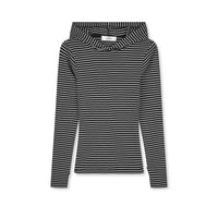 Mads Nørgaard, 2x2 Cotton Stripe Tutti Hood, Black/Vanilla Ice-Mads Nørgaard - Dame-Minlillebutik.dk