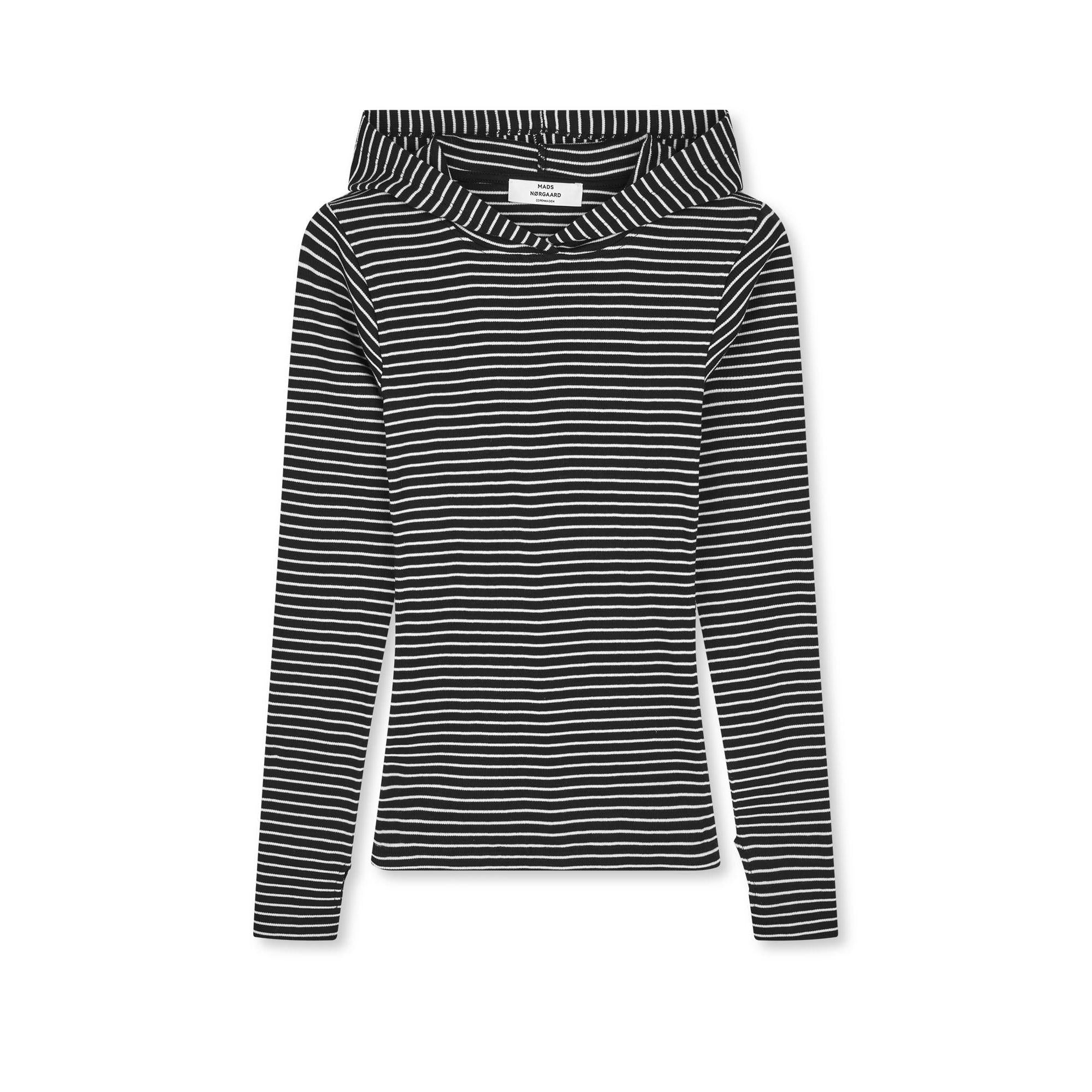 Mads Nørgaard, 2x2 Cotton Stripe Tutti Hood, Black/Vanilla Ice-Mads Nørgaard - Dame-Minlillebutik.dk