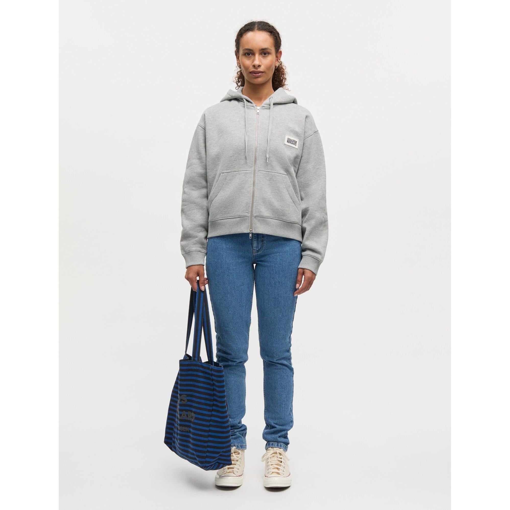 Mads Nørgaard, Standard Bobo Hood Sweatshirt, Grey Melange-Mads Nørgaard - Dame-Minlillebutik.dk
