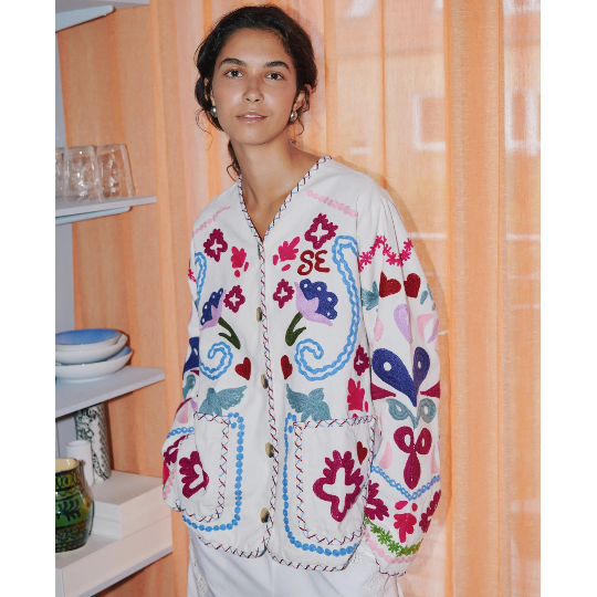 Sissel Edelbo, Maggie Jacket, Organic Cotton, Flower Festival, One Size-Sissel Edelbo-Minlillebutik.dk