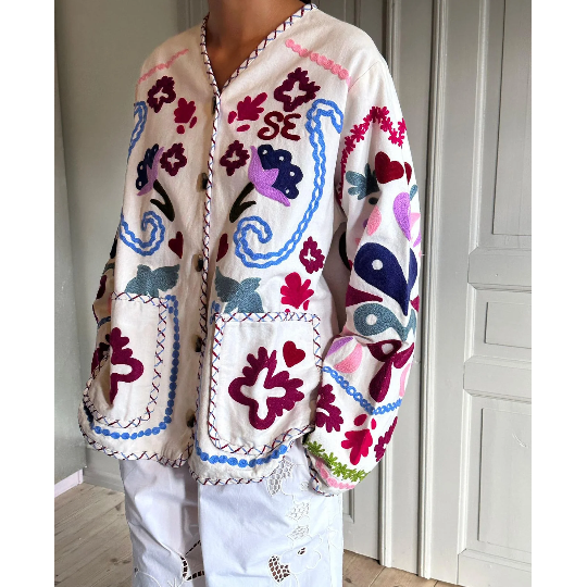 Sissel Edelbo, Maggie Jacket, Organic Cotton, Flower Festival, One Size-Sissel Edelbo-Minlillebutik.dk