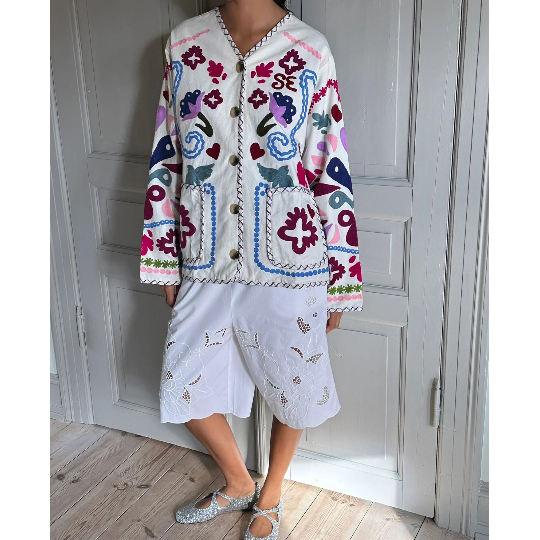 Sissel Edelbo, Maggie Jacket, Organic Cotton, Flower Festival, One Size-Sissel Edelbo-Minlillebutik.dk