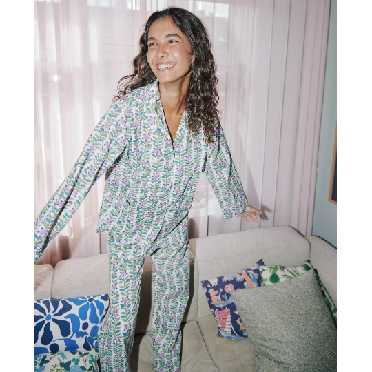 Sissel Edelbo, Nuit Pyjamas Set, Organic Cotton, Lavender Flower-Sissel Edelbo-Minlillebutik.dk