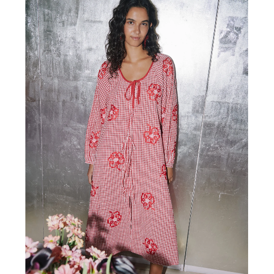 Sissel Edelbo, Sunny Dress, Leftover Fabric, Red Checks, One Size-Sissel Edelbo-Minlillebutik.dk