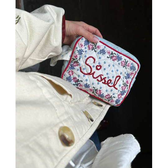 Sissel Edelbo, Yara Cosmetic Bag, Organic Cotton, Baby Blue-Sissel Edelbo-Minlillebutik.dk