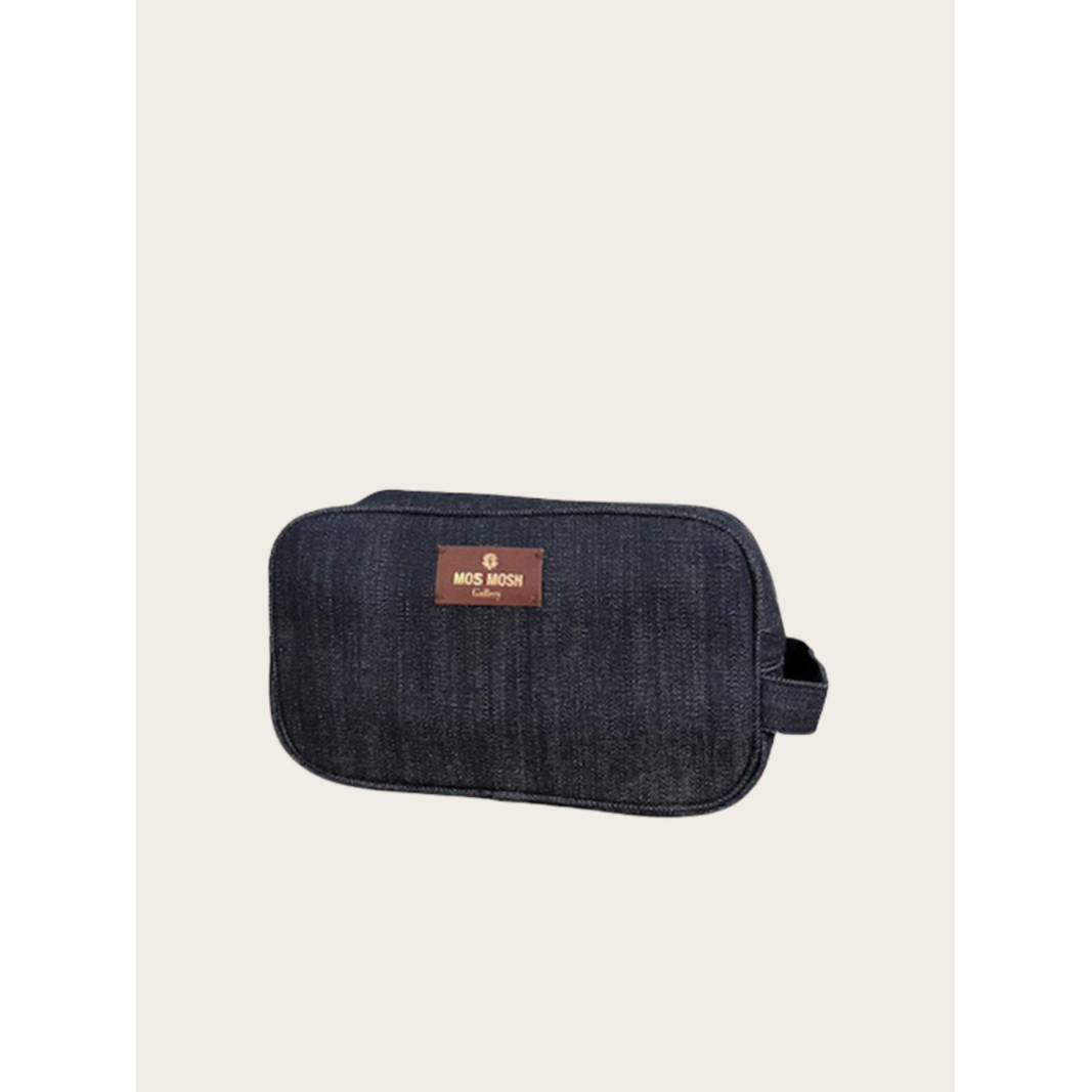 Mos Mosh Gallery, Toiletry Logo Denim Bag, Navy-Mos Mosh Gallery-Minlillebutik.dk
