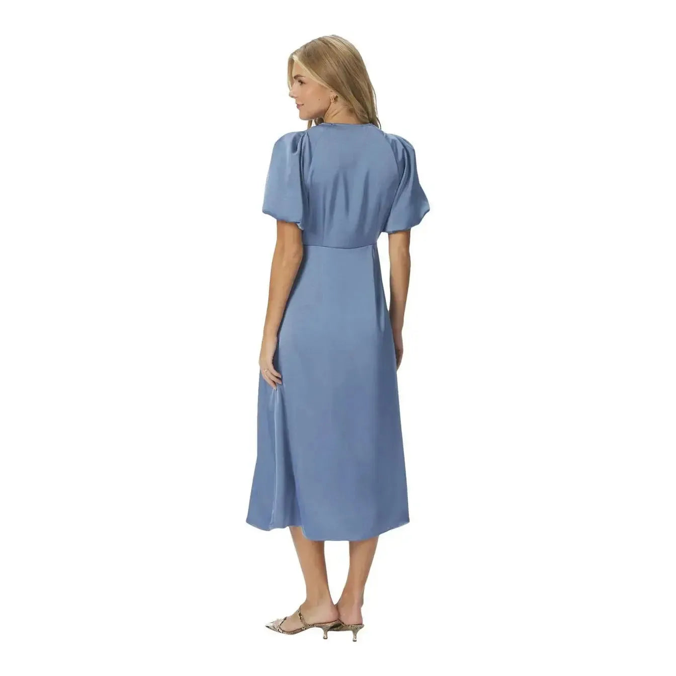 Neo Noir, Illana Heavy Sateen Dress, Smoke Blue-Neo Noir-Minlillebutik.dk