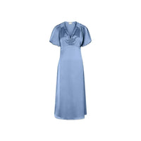 Neo Noir, Illana Heavy Sateen Dress, Smoke Blue-Neo Noir-Minlillebutik.dk