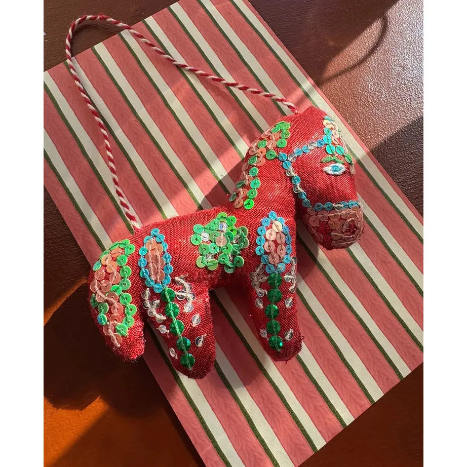 Sissel Edelbo Indian Horse Ornament, Metallic Red