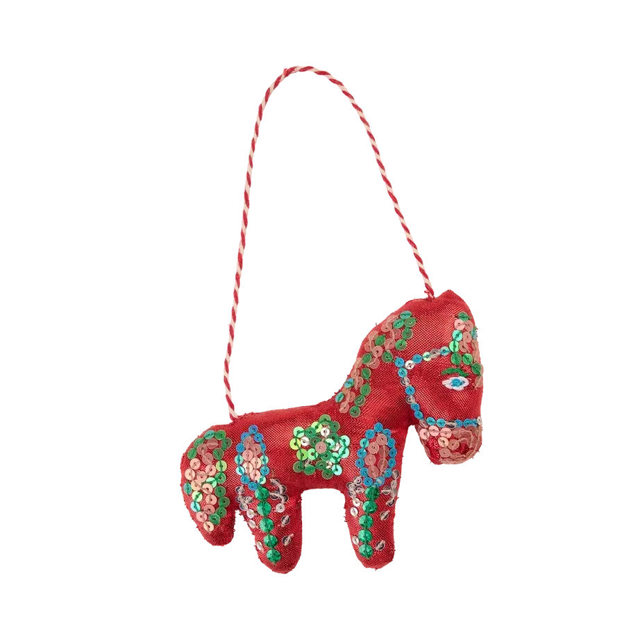 Sissel Edelbo Indian Horse Ornament, Metallic Red