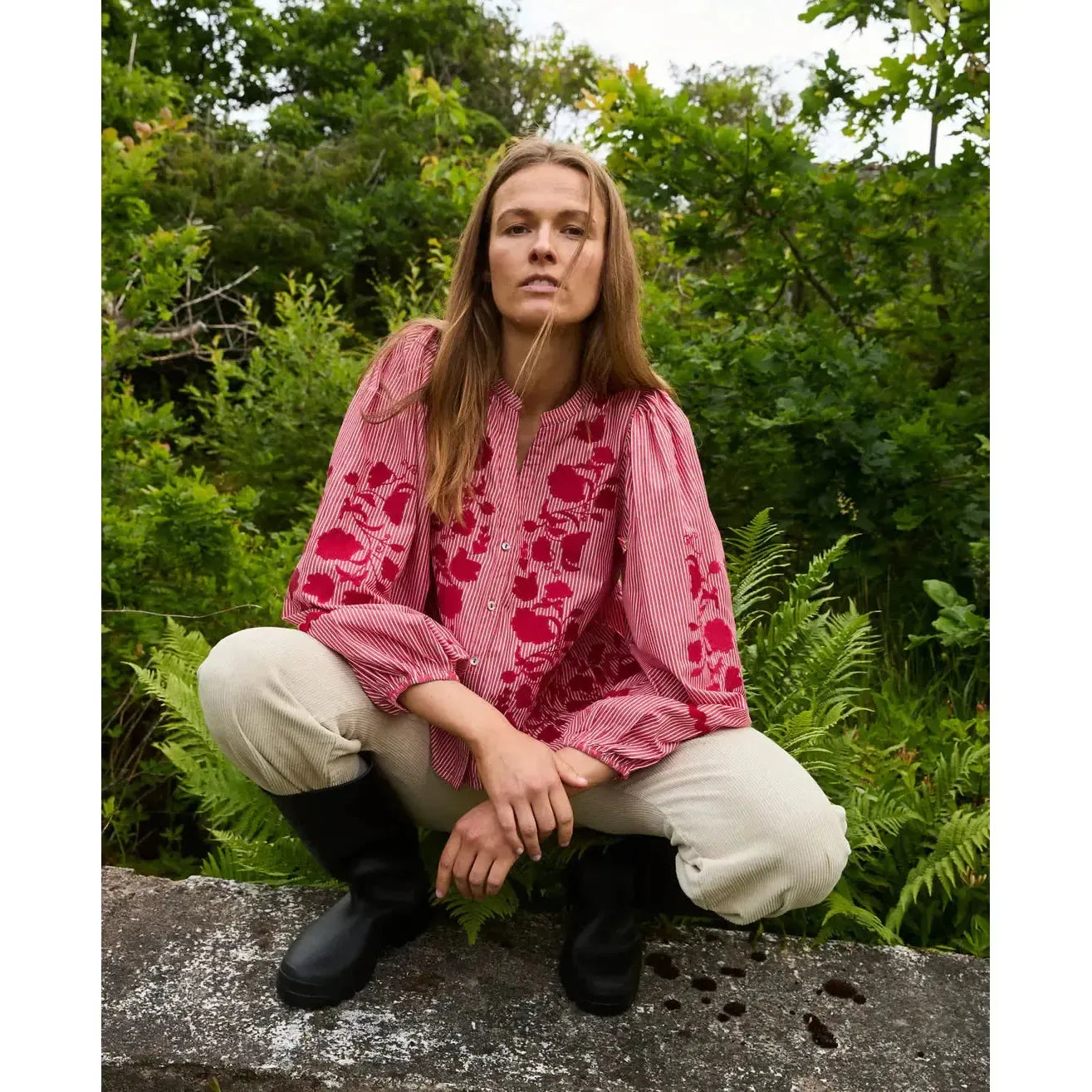 Sissel Edelbo, Juliane Top, Leftover Fabric Red Stripes-Sissel Edelbo-Minlillebutik.dk