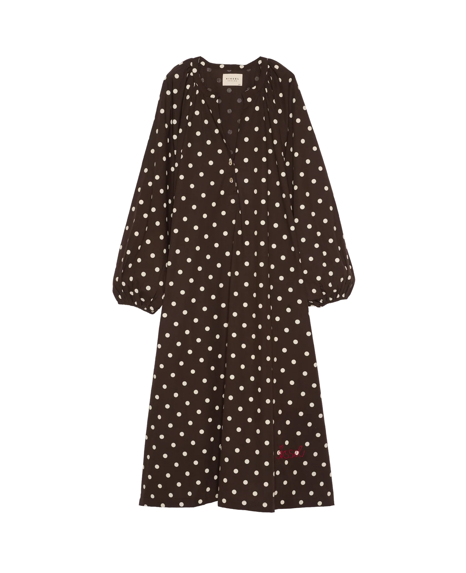 Sissel Edelbo, Lara Dress, Organic Cotton, Brown Dot, ONESIZE