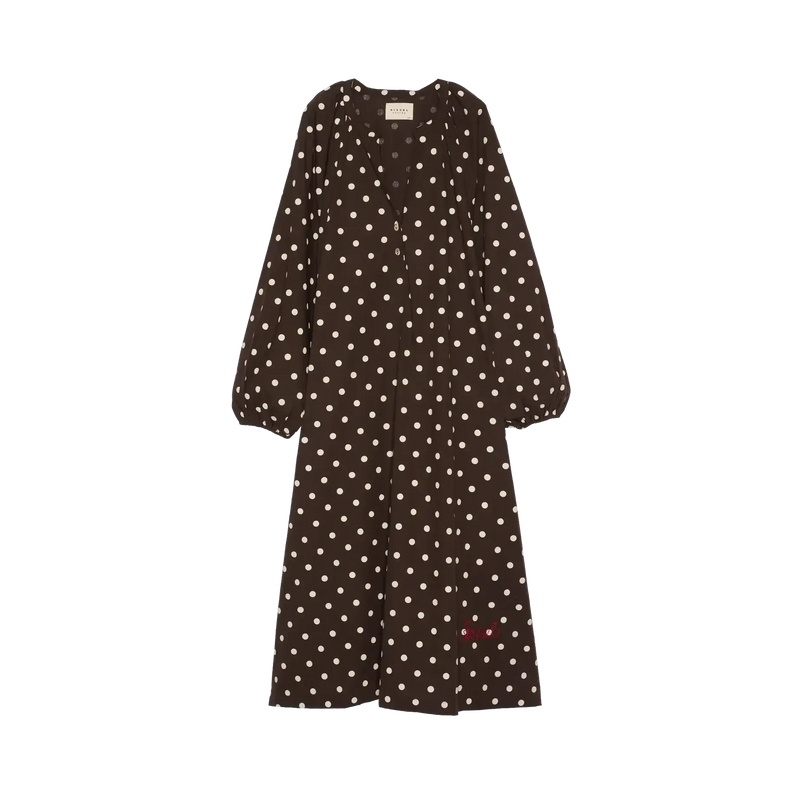 Sissel Edelbo, Lara Dress, Organic Cotton, Brown Dot, ONESIZE-Sissel Edelbo-Minlillebutik.dk