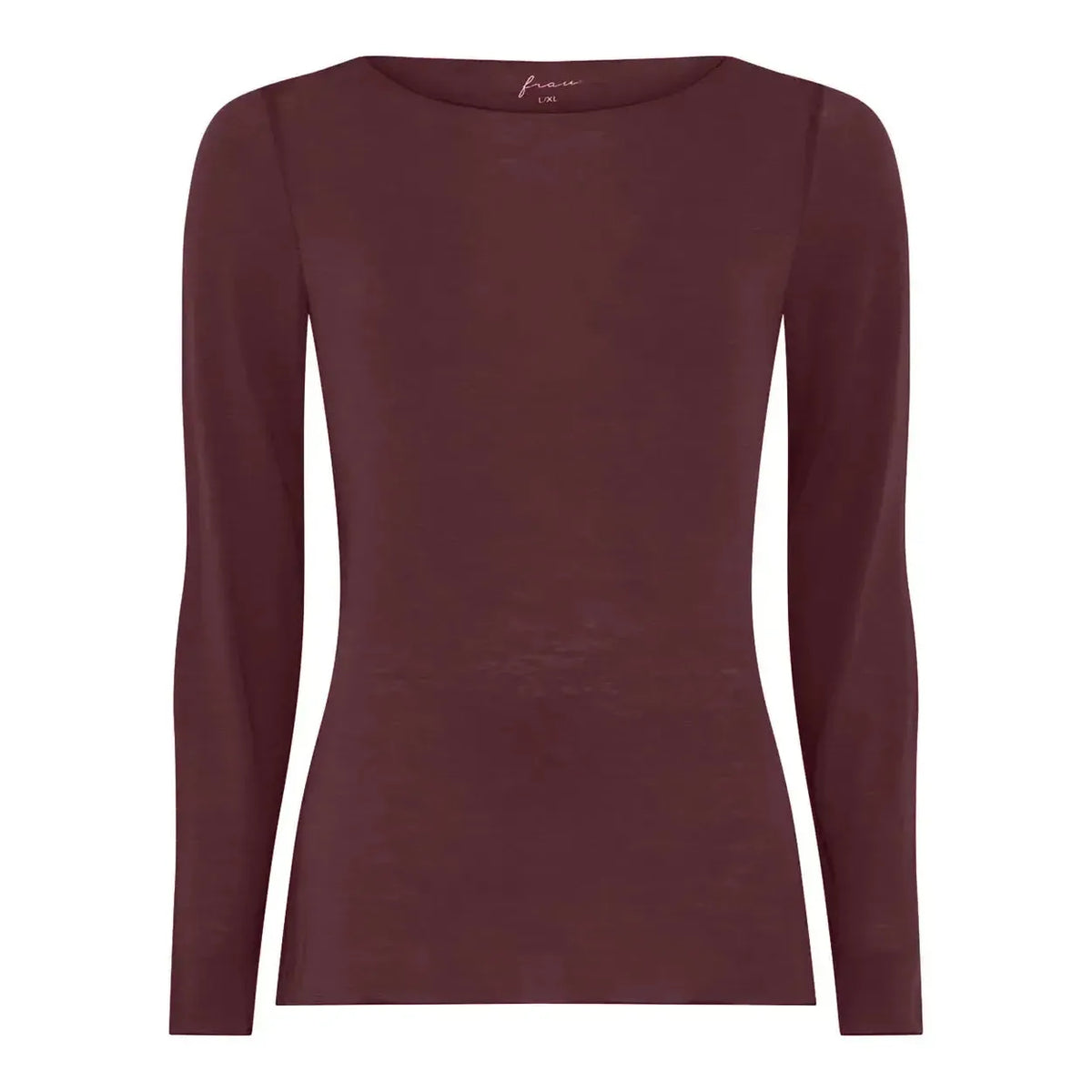 Frau, Lima Cashmere ls Boatneck Top, Red Mahogany-Frau-Minlillebutik.dk