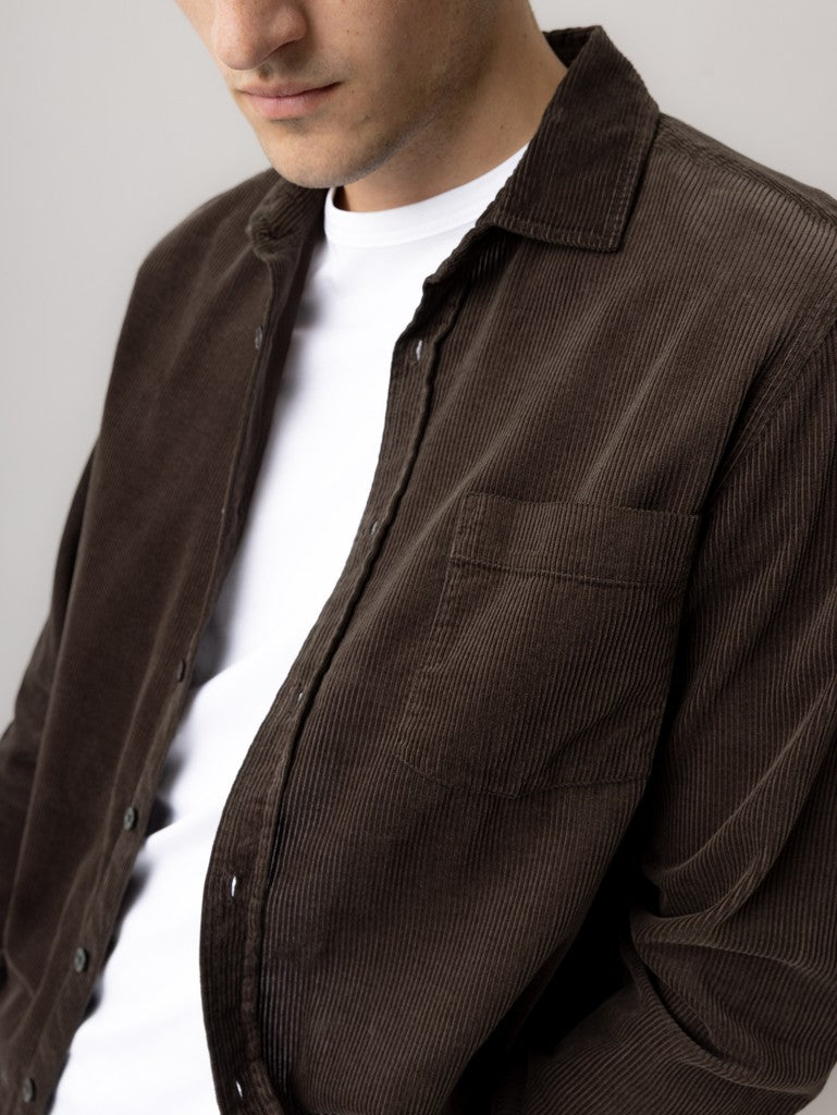 Mos Mosh Gallery, MMGAlden Corduroy Shirt Black Coffee