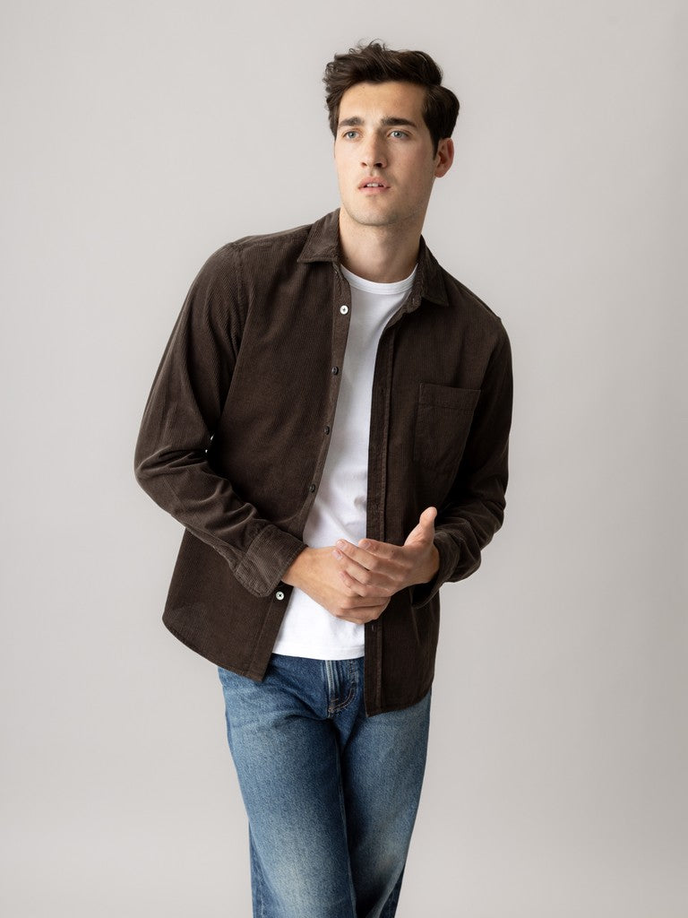 Mos Mosh Gallery, MMGAlden Corduroy Shirt Black Coffee