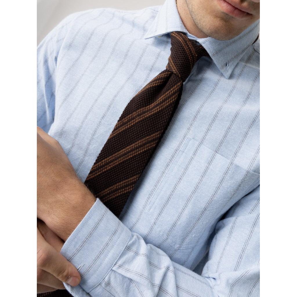 Mos Mosh Gallery, MMGMaze Stripe Knit Tie, Black Coffee