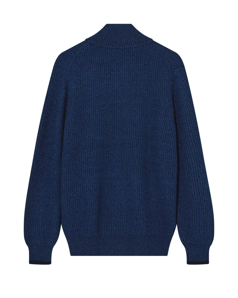 Mos Mosh Gallery, Ian Indigo Zip Cardigan, Indigo Blue