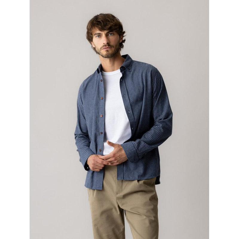 Mos Mosh Gallery, MMGMarco Flannel Shirt, Navy Check-Mos Mosh Gallery-Minlillebutik.dk