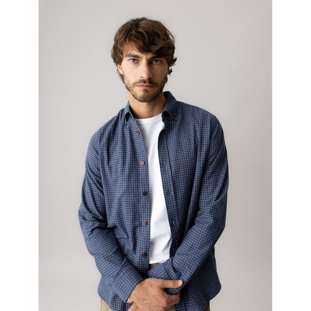 Mos Mosh Gallery, MMGMarco Flannel Shirt, Navy Check-Mos Mosh Gallery-Minlillebutik.dk