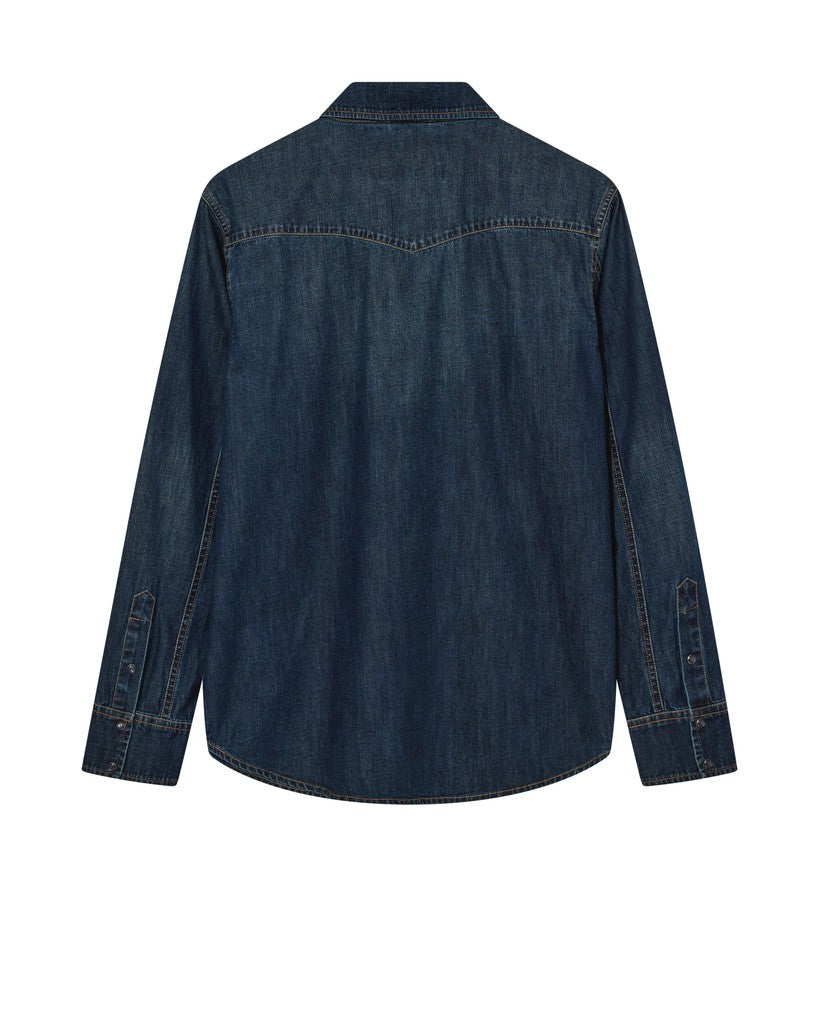 Mos Mosh Gallery, David Snap Denim Shirt, Dark Blue Denim