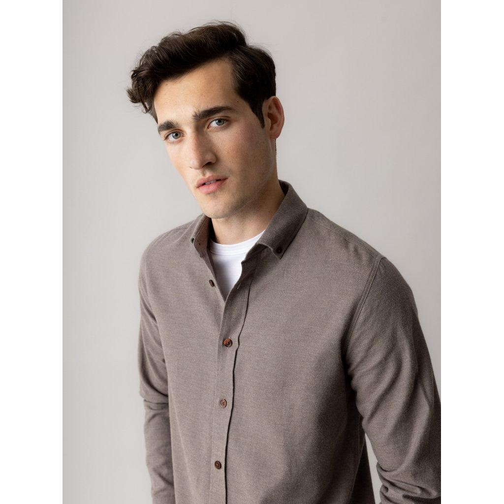 Mos Mosh Gallery, MMGMarco Flannel Shirt, Chocolate Brown Melange-Mos Mosh Gallery-Minlillebutik.dk