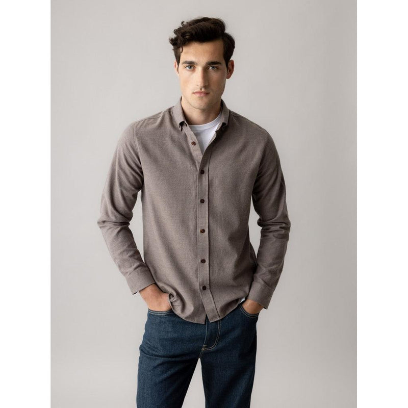 Mos Mosh Gallery, MMGMarco Flannel Shirt, Chocolate Brown Melange-Mos Mosh Gallery-Minlillebutik.dk