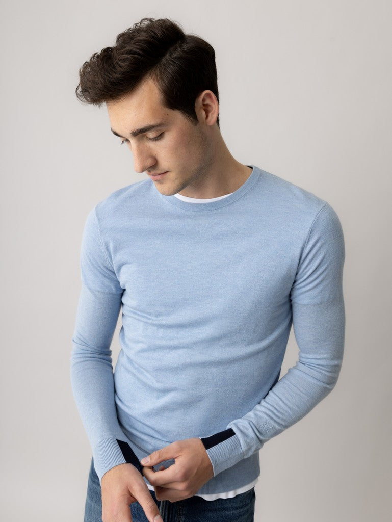Mos Mosh Gallery, Adam Soft Knit, Light Blue Melange