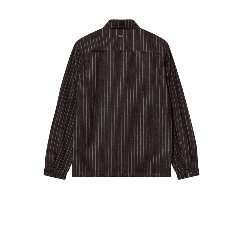 Mos Mosh Gallery, MMGMatteo Brown Stripe Overshirt, Chocolate Brown-Mos Mosh Gallery-Minlillebutik.dk