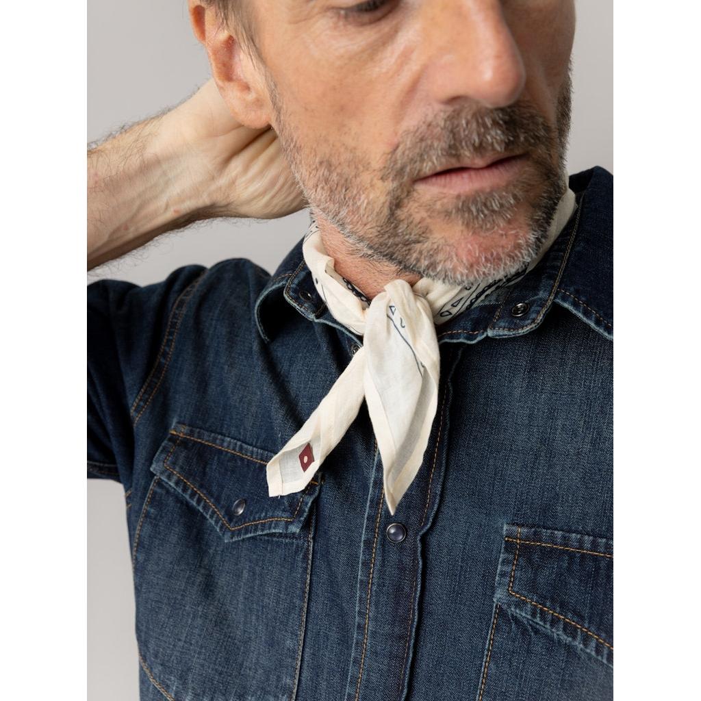 Mos Mosh Gallery, Martin Paisley Neckerchief, Ecru