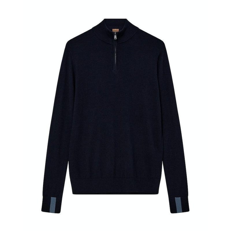 Mos Mosh Gallery, Adam Soft Zip Tutle Neck Knit, Navy-Mos Mosh Gallery-Minlillebutik.dk