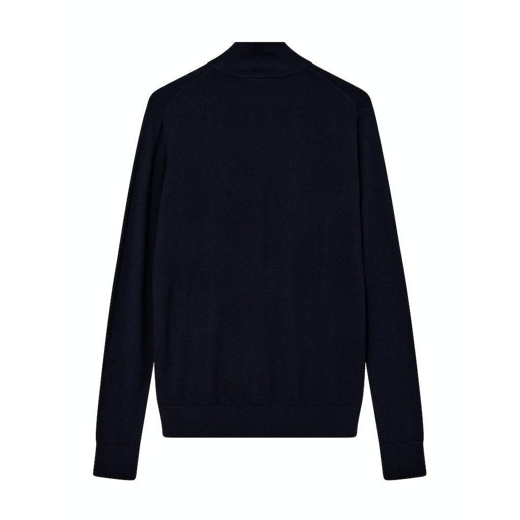 Mos Mosh Gallery, Adam Soft Zip Tutle Neck Knit, Navy-Mos Mosh Gallery-Minlillebutik.dk