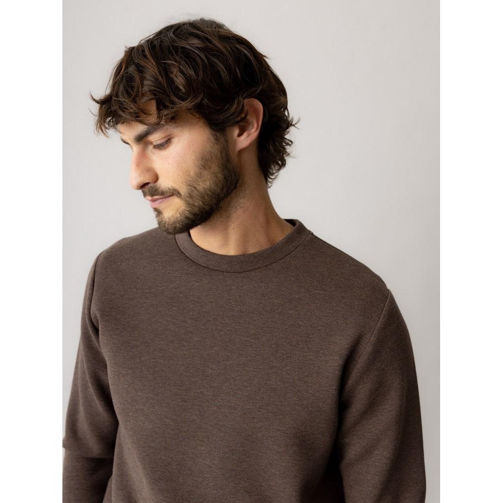 Mos Mosh Gallery, MMGAbel Crew Neck Sweat, Chocolate Brown Melange-Mos Mosh Gallery-Minlillebutik.dk