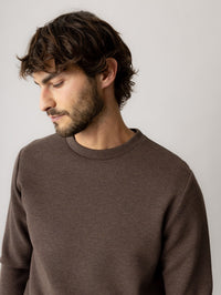 Mos Mosh Gallery, MMGAbel Crew Neck Sweat, Chocolate Brown Melange