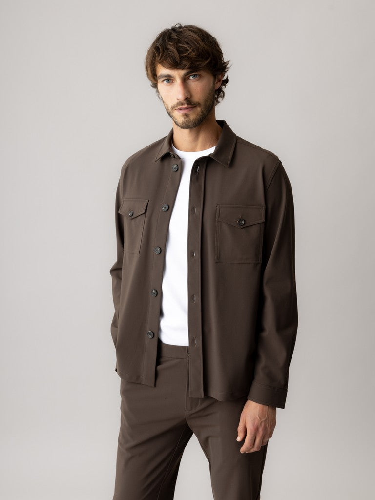 Mos Mosh Gallery, Birk Traver Overshirt, Chocolate Brown