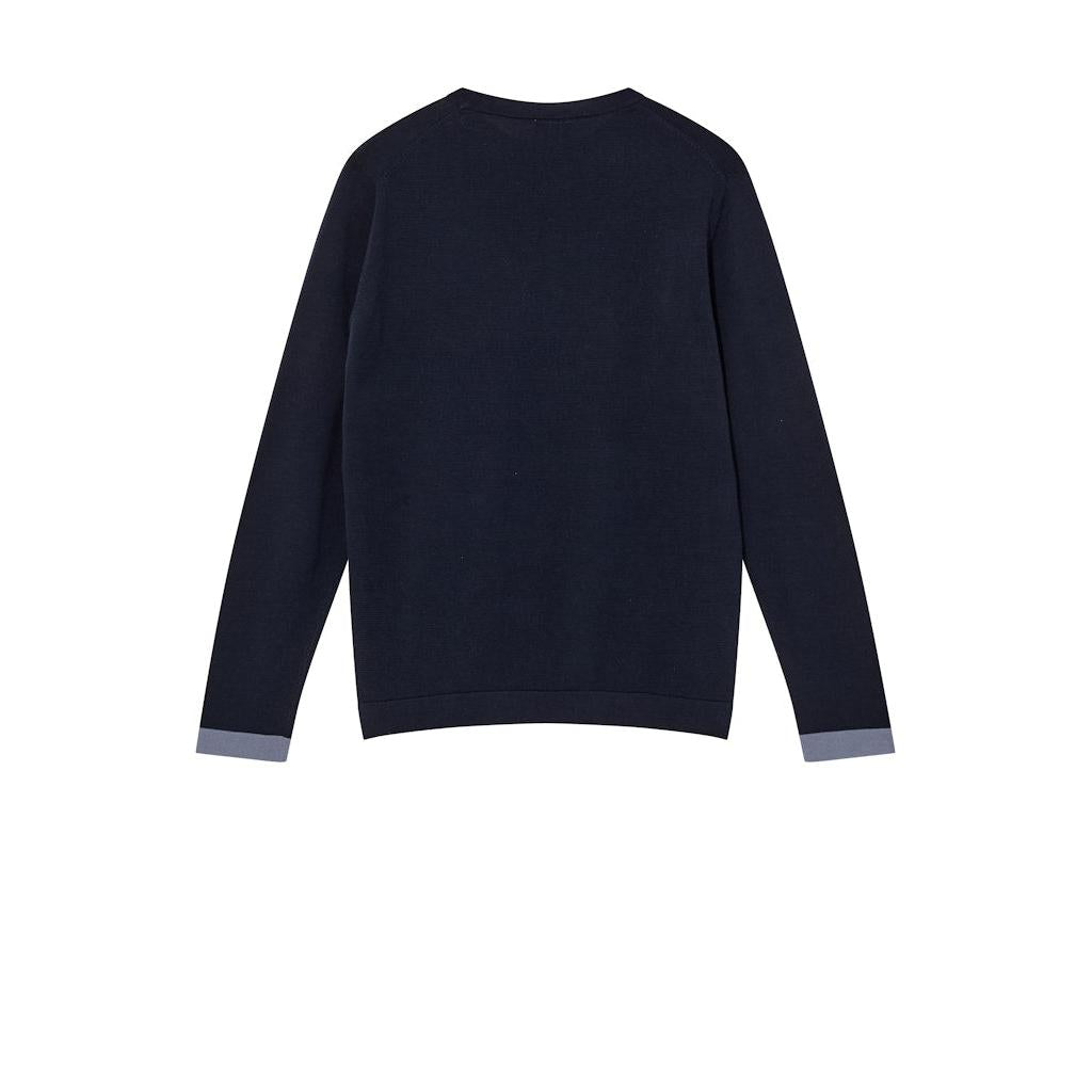 Mos Mosh Gallery, Justin Crew Neck Knit, Navy-Mos Mosh Gallery-Minlillebutik.dk