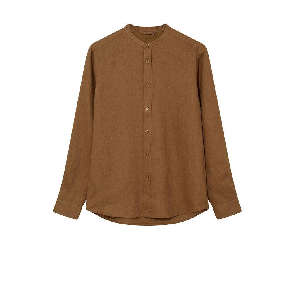 Mos Mosh Gallery, Theo Linen Stand Shirt, Toasted coconut-Mos Mosh Gallery-Minlillebutik.dk