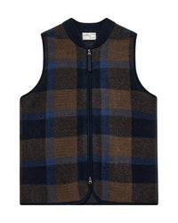 Mos Mosh Gallery, MMGCess Check Vest Knit, Salute Navy