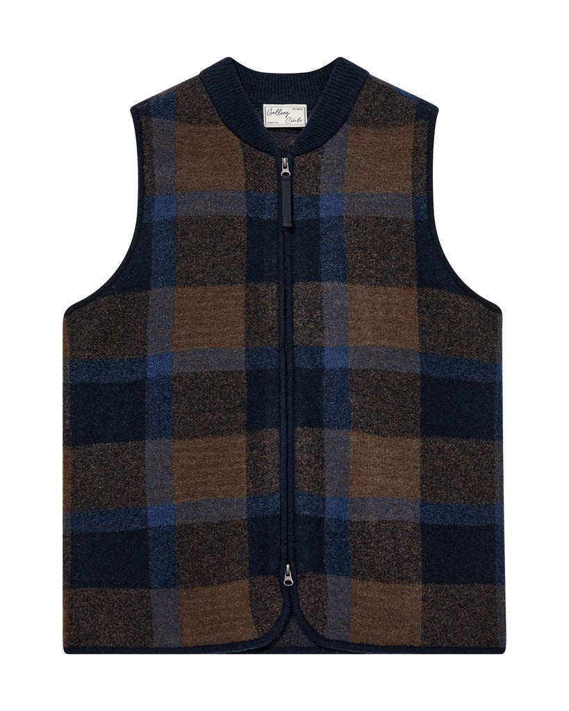 Mos Mosh Gallery, MMGCess Check Vest Knit, Salute Navy