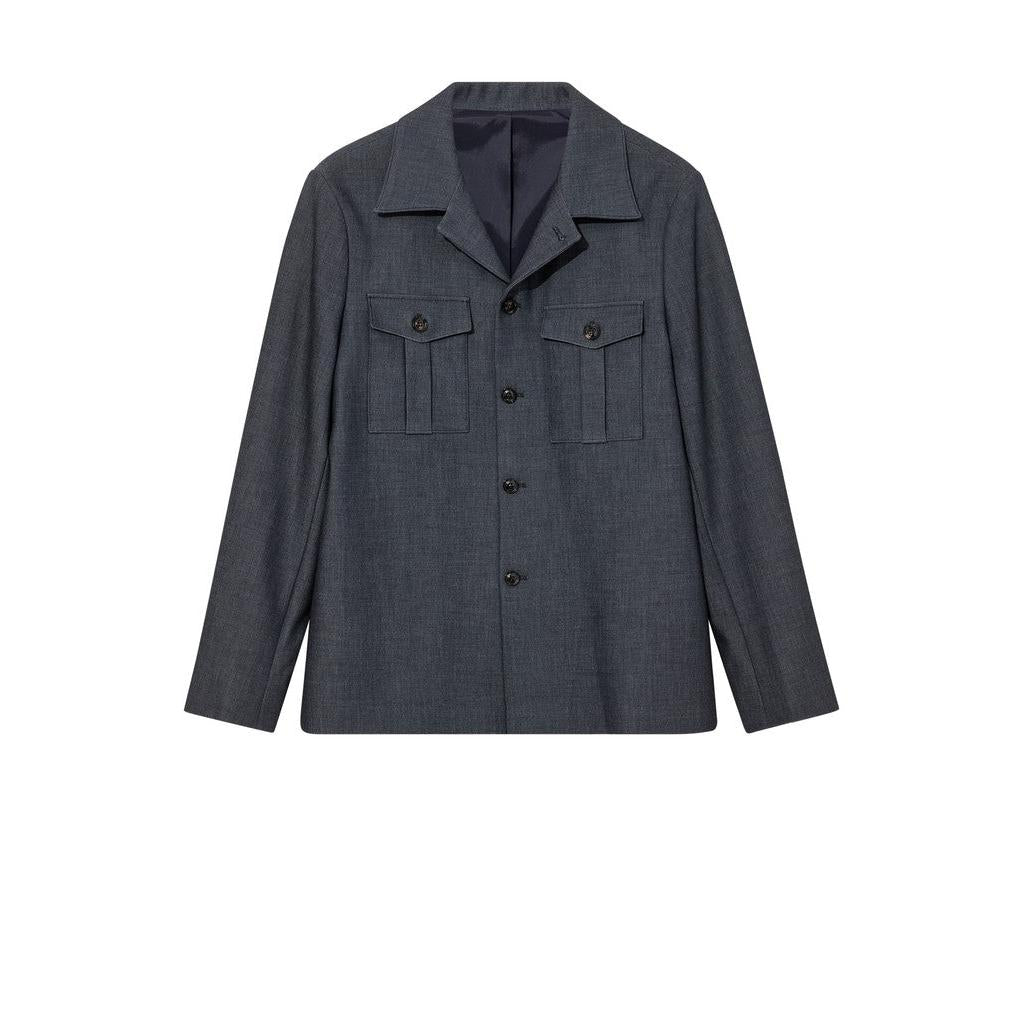 Mos Mosh Gallery Jacob Deflex Overshirt – Navy og Chocolate Brown
