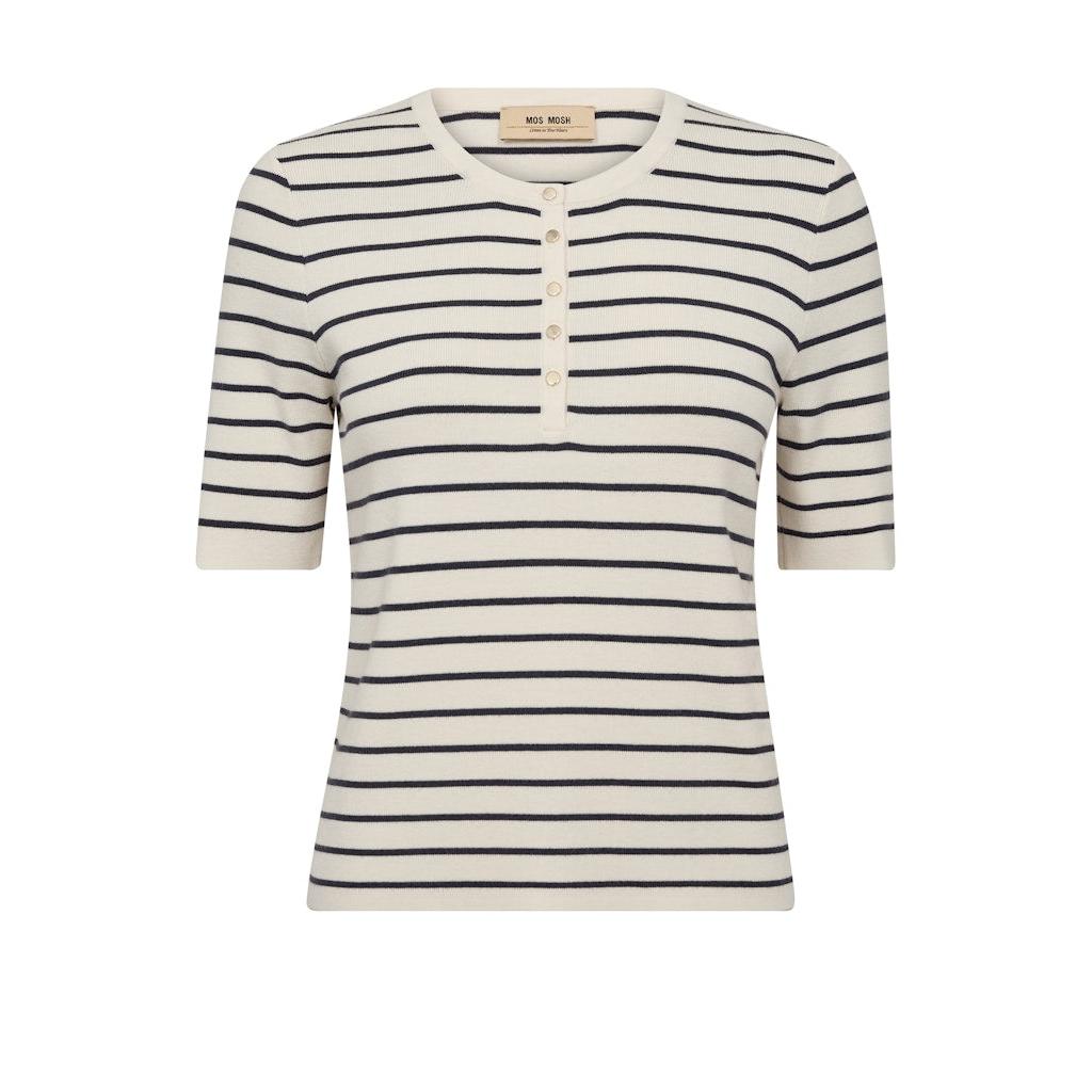 Mos Mosh, MMAliz Caliz Stripe SS Knit, India ink-Mos Mosh-Minlillebutik.dk