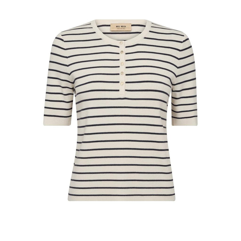 Mos Mosh, MMAliz Caliz Stripe SS Knit, India ink-Mos Mosh-Minlillebutik.dk