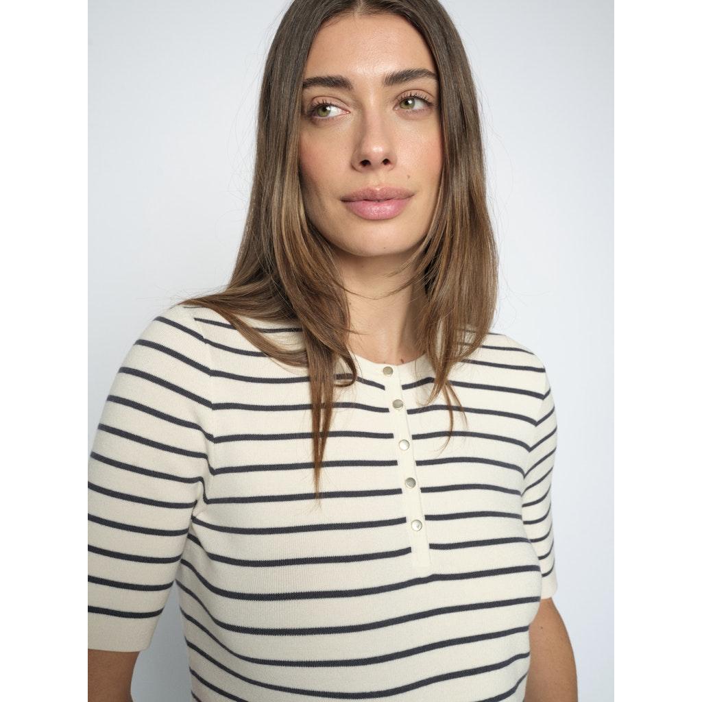 Mos Mosh, MMAliz Caliz Stripe SS Knit, India ink-Mos Mosh-Minlillebutik.dk