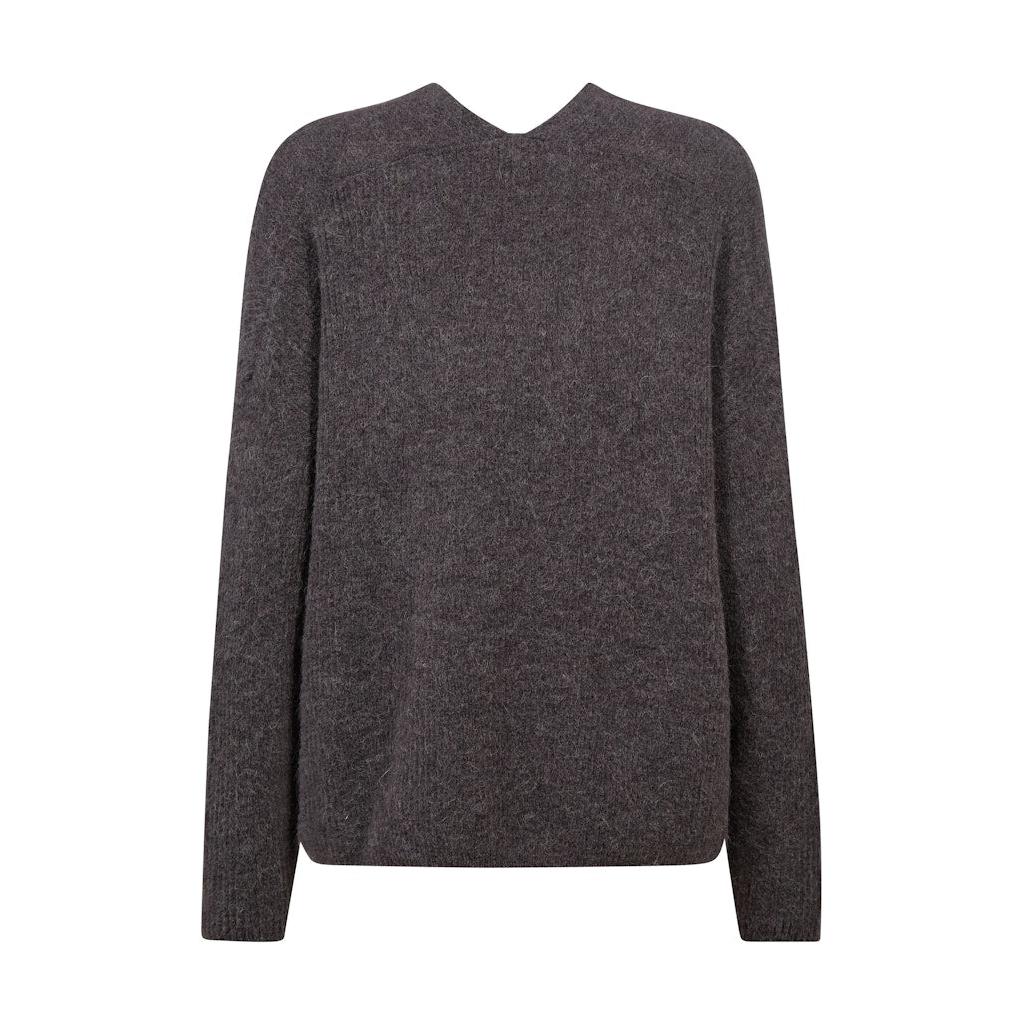 Mos Mosh, Thora V-Neck Knit, Subterranean-Mos Mosh-Minlillebutik.dk