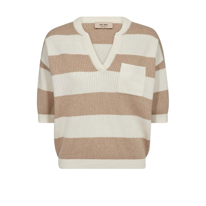 Mos Mosh, MMPinna Stripe SS Knit, Doeskin-Mos Mosh-Minlillebutik.dk