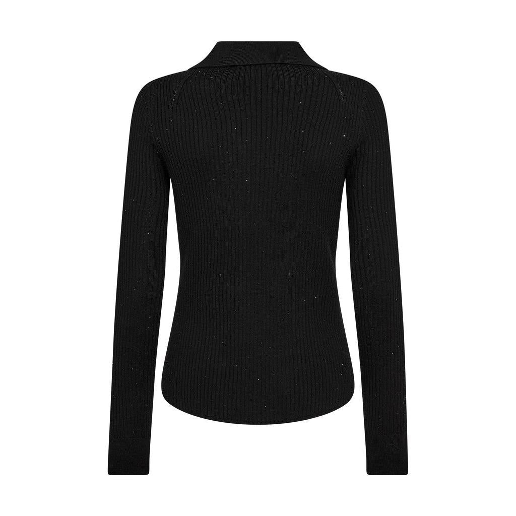 Mos Mosh, Ronika Wool Knit Polo, Black-Mos Mosh-Minlillebutik.dk